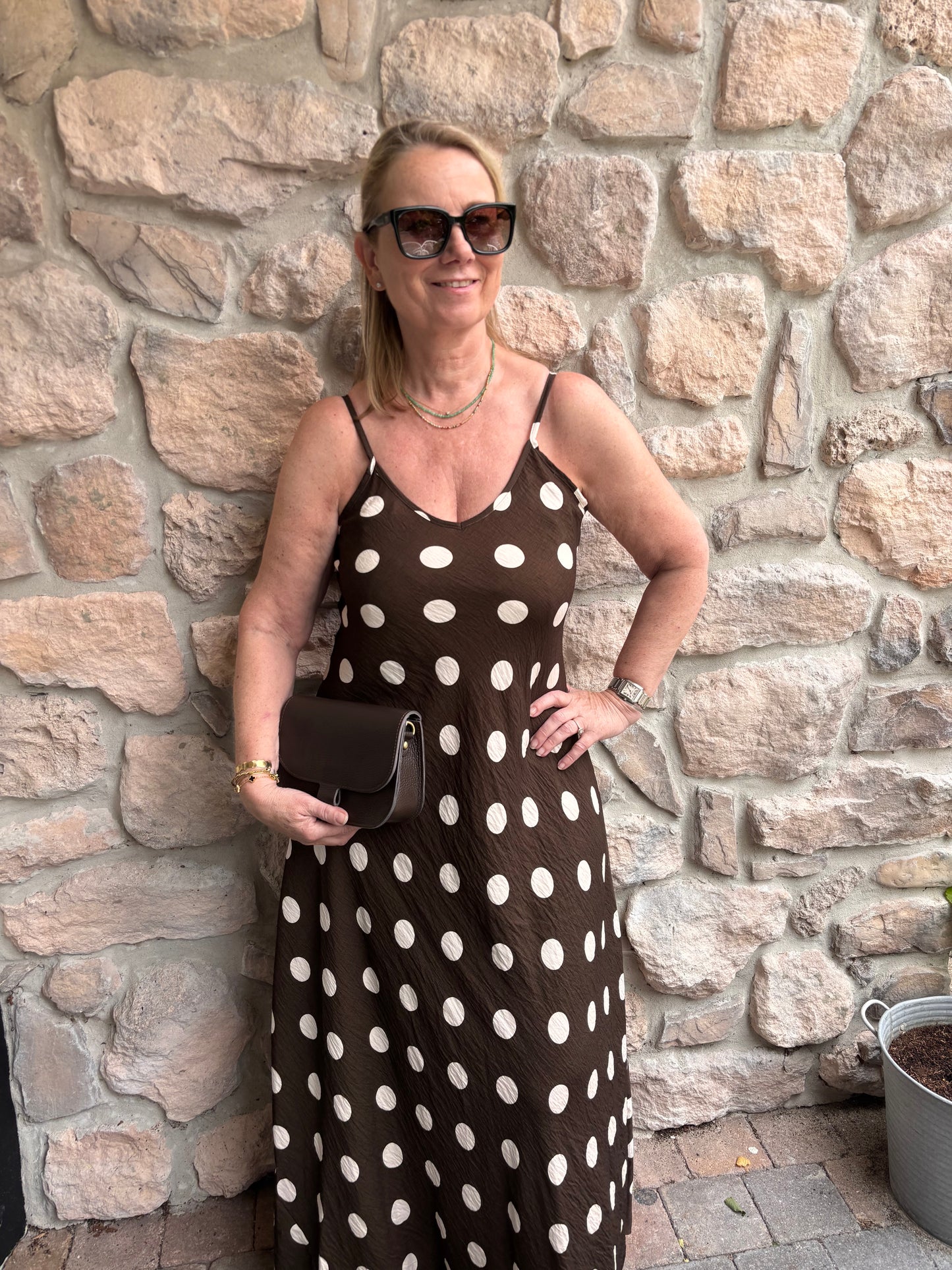 Jurk Polka Bruin