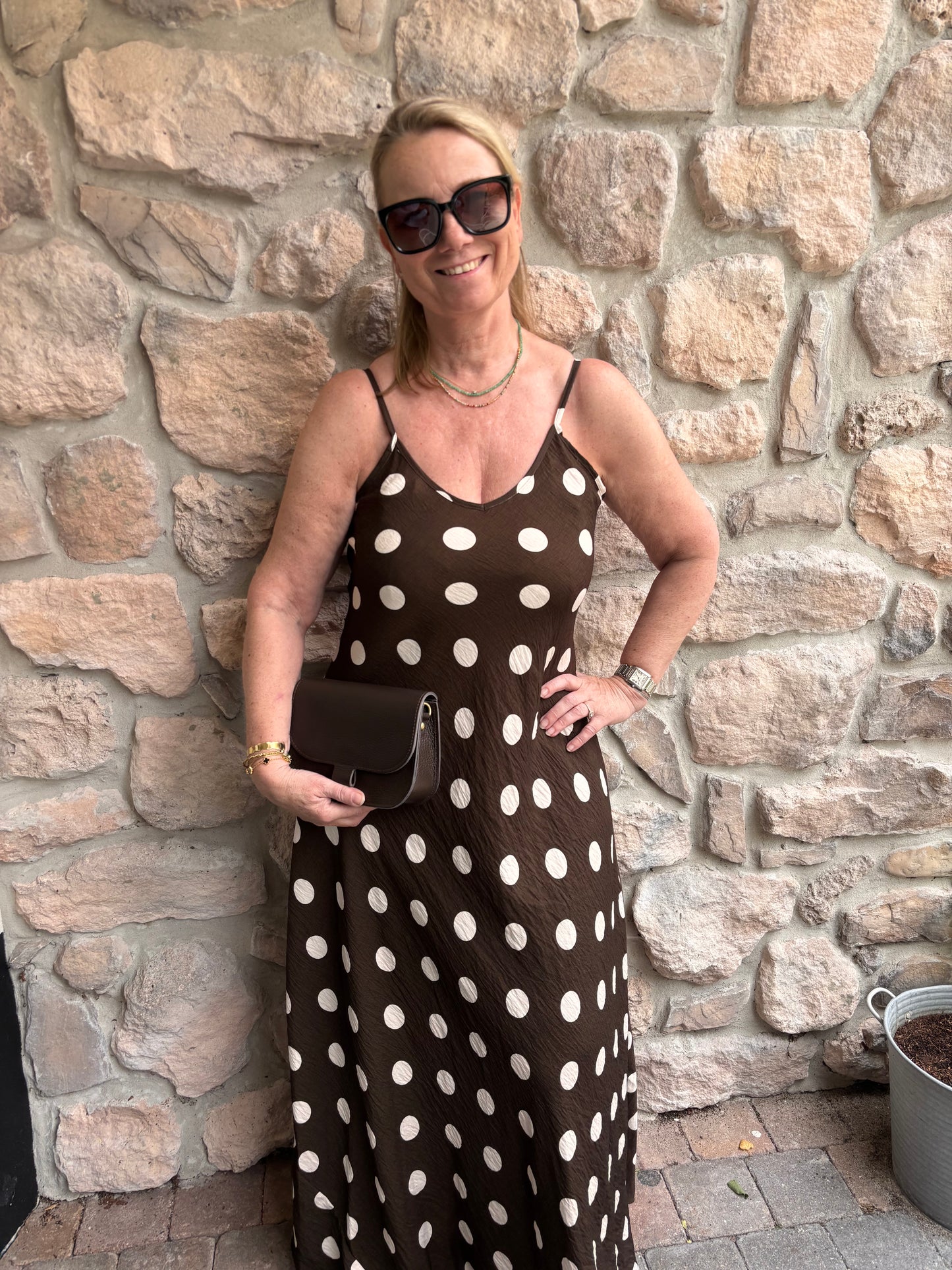 Jurk Polka Bruin