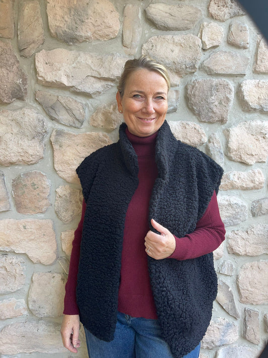 Gilet Teddy Zwart