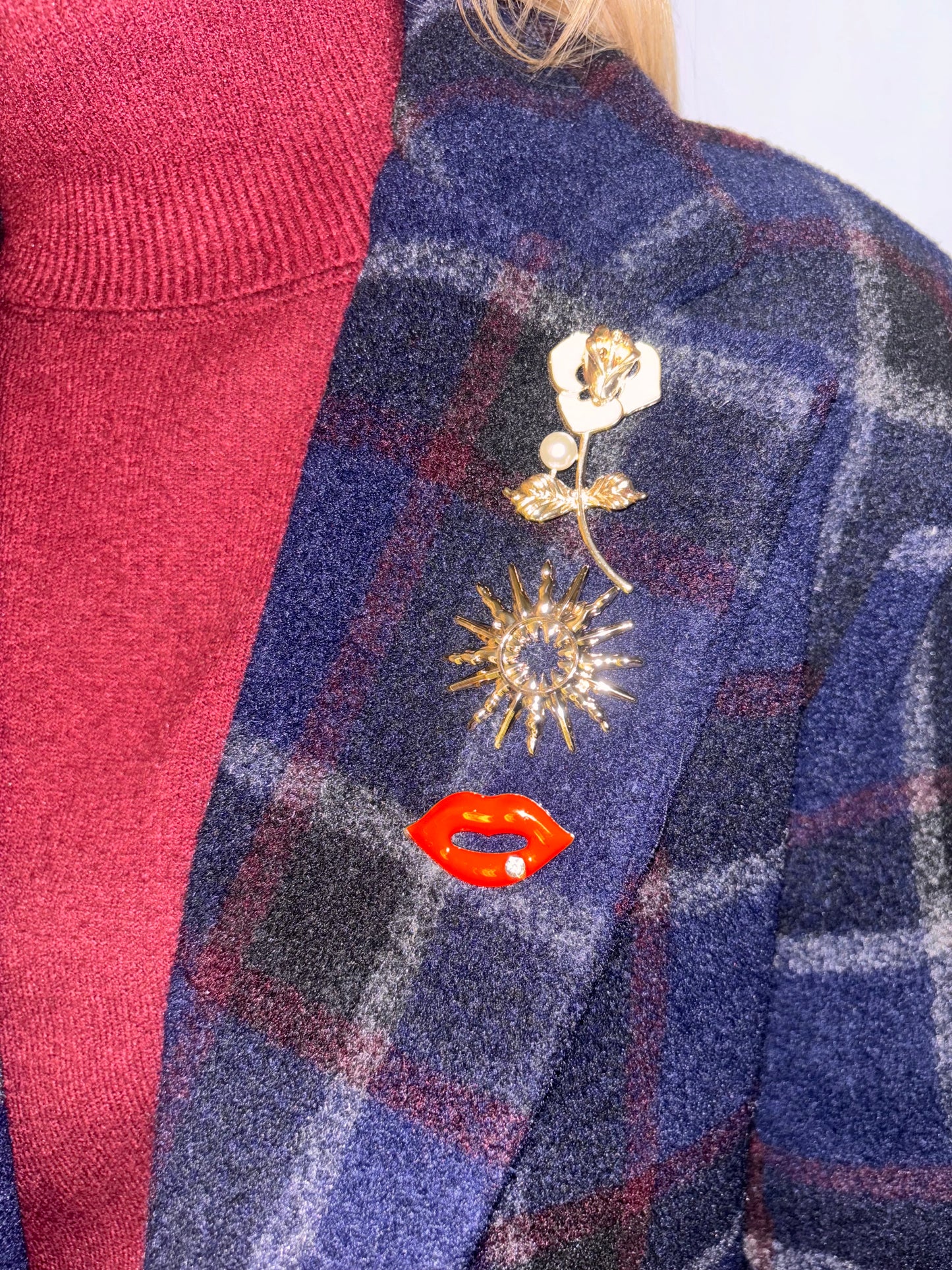 Blazer Ruit Donker Blauw